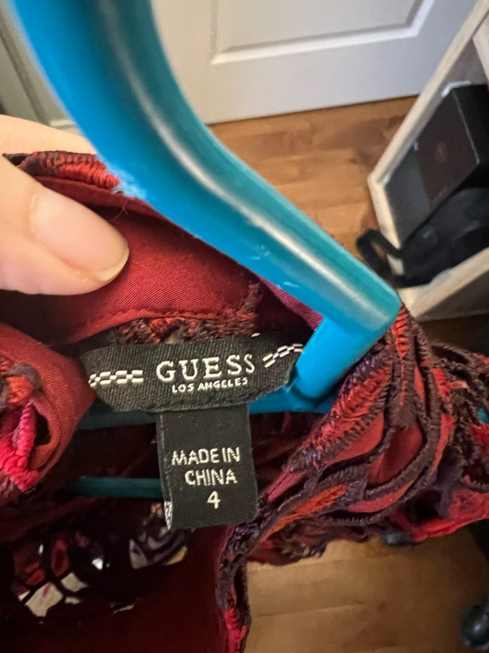 Guess Red Floral Lace Mini Dress - Picture 3 of 3